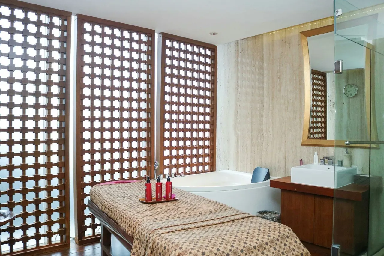 Massage website demo hero image with wellness treatment room