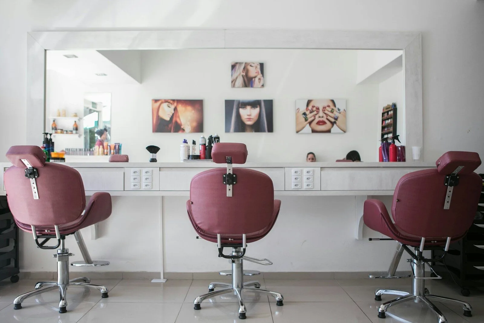 Hair salon website demo hero image with stylist portrait