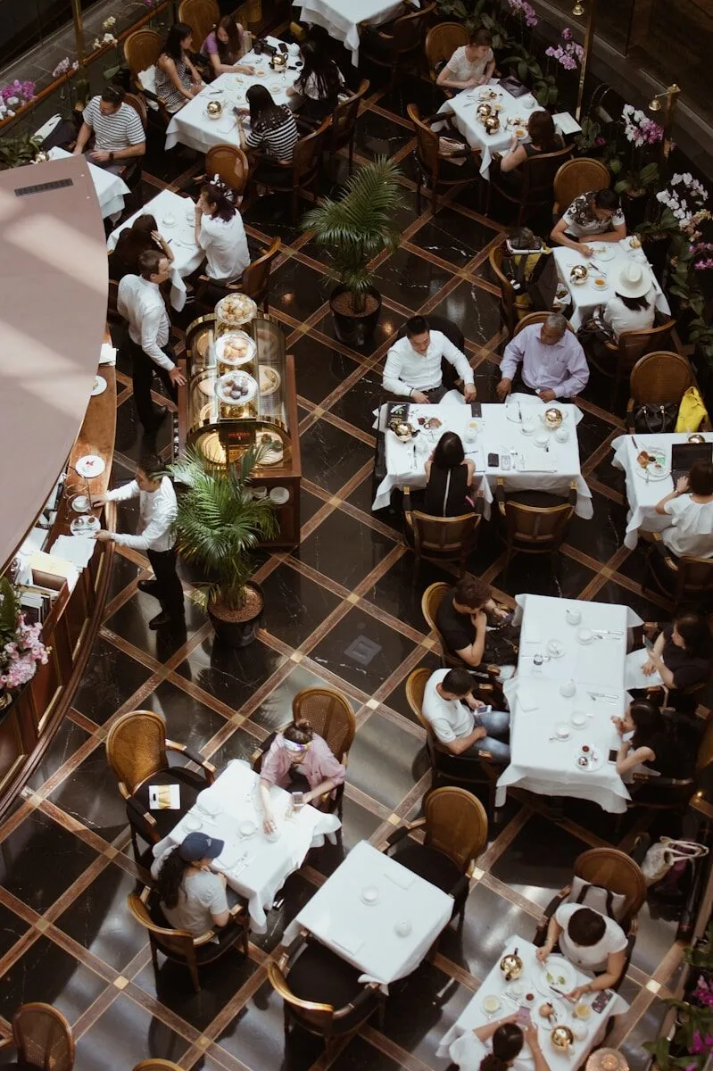 Restaurant website demo hero image with refined dining interior